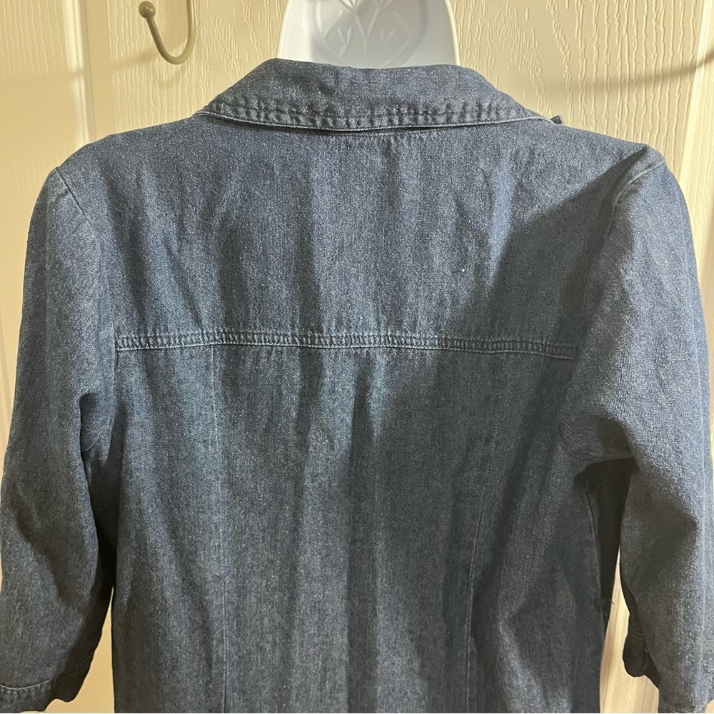 Denim Mini Dress Front Exposed Zipper Safari Sleeves Size Small Fall Streetwear - Picture 2 of 9